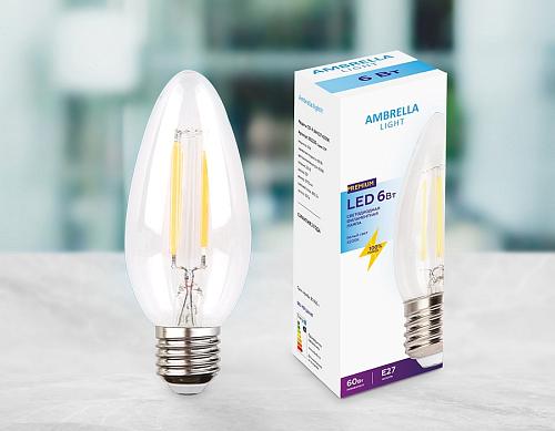 Лампа светодиодная Ambrella C37F E27 6Вт 4200K 202220