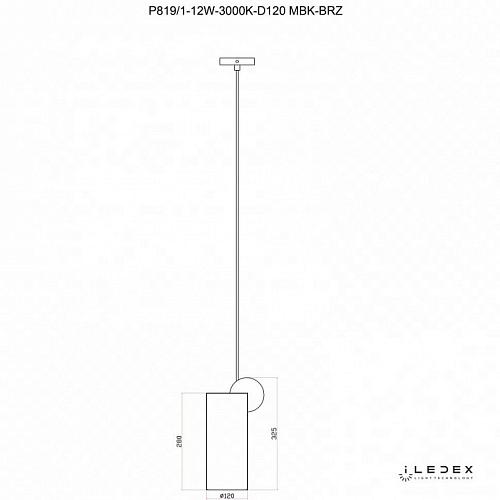 Подвесной светильник iLedex Play P819/1-12W-3000K-D120 MBK-BRZ