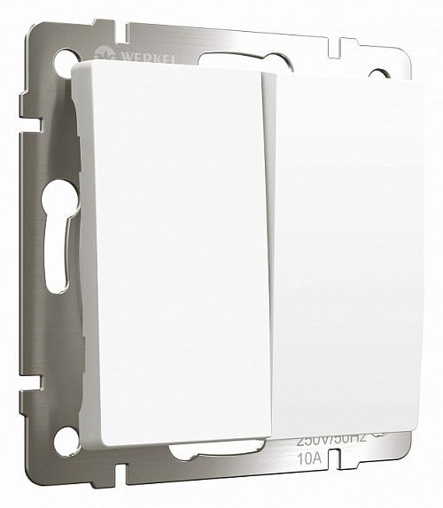 Выключатель двухклавишный без рамки Werkel Белые матовые W1120061