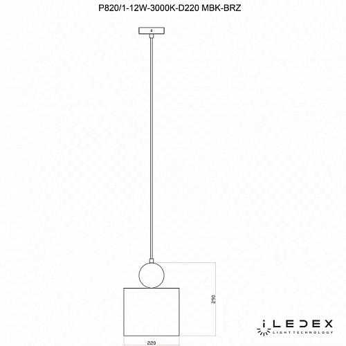 Подвесной светильник iLedex Play P820/1-12W-3000K-D220 MBK-BRZ